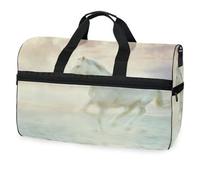 Magical - Bolsa de viaje con diseño de caballo blanco con agua para hombres, mujeres, niños, niñas, adolescentes, bolsa de gimnasio deportiva de gran tamaño con compartimento para zapatos, bolsa de