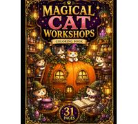 Magical Cat Workshops Coloring Book: 31 Cozy Fantasy Coloring Pages for Adults with Wizard Cats, Dragons, Enchanted Workshops and Magical Worlds