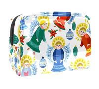 Magical Christmas Angels Snowflakes Pattern Cosmetic Bag for Women Travel Toiletries Bags Large PVC Makeup Handy Pouch Organizer with Zipper, multicolor, 18.5x7.5x13cm/7.3x3x5.1in, Neceser