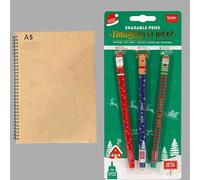 Magical Christmas Pen Trio & 6 x A5 Notebook Set - 160 páginas