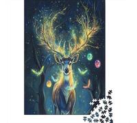 Magical Ciervo Rompecabezas para Adultos 52x38cm/1000pcs,Juegos De Desafío De Arte de Bosque fantástico