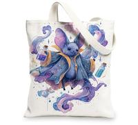 Magical Creature - Bolsas de lona reutilizables con diseño encantado, bolsas de lona ligeras y lavables con correa de hombro para gimnasio, viajes, playa, picnic, 13 x 15 pulgadas