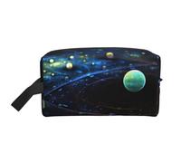 Magical Design - Bolsa de almacenamiento con estampado de brújula de runas nórdicas, bolsa de aseo de viaje duradera, bolsa organizadora portátil de maquillaje y cosméticos con cremallera, Planetas