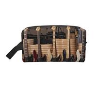 Magical Design - Bolsa de almacenamiento con estampado de brújula de runas nórdicas, bolsa de aseo de viaje duradera, bolsa organizadora portátil de maquillaje y cosméticos con cremallera, Guitarra