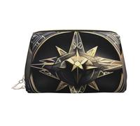 Magical Design - Bolsa de maquillaje con diseño de runas nórdicas para mujer, bolsa de cosméticos de piel, organizador de maquillaje, impermeable, bolsa de maquillaje plana abierta, bolsa de