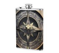 Magical Design - Brújula nórdica de viaje de piel de 8 onzas, termo de acero inoxidable para bebidas, contenedor a prueba de fugas