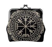 Magical Design - Monedero pequeño con diseño de runas nórdicas, brújula, carteras para mujer, monedero para mujer, cartera pequeña para mujer, bolsa de maquillaje pequeña para bolso, Black, Talla