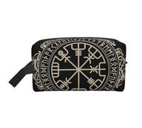 Magical Design - Neceser de viaje con estampado de brújula de runas nórdicas, bolsa de cosméticos de gran capacidad para mujeres, White, Talla única