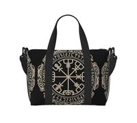 Magical Design Norse Runes - Bolsa de lona con patrón de brújula, bolsa de hombro portátil, adecuada para fitness, viajes, etc.
