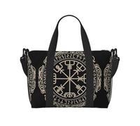 Magical Design Norse Runes - Bolsas de lona con brújula para viajar, ligeras bolsas de viaje Oxford para artículos personales para mujeres, bolsas de gimnasio ideales para hombres, Black, Talla única