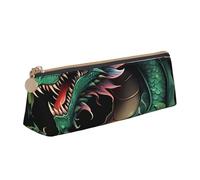 Magical Dragon Flower Print Estuche de cuero de gran capacidad con cremallera para bolígrafos, escuela, viajes, maquillaje