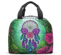 Magical Dreamcatcher - Lonchera térmica para niñas, diseño de atrapasueños, color rosa, para escuela, picnic, 23 x 13 x 21 cm (10)