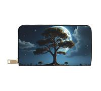 Magical Elegant Moon Tree-A - Cartera de piel con estampado de árbol de luna para mujer, cartera plegable para múltiples tarjetas, cartera larga para mujer