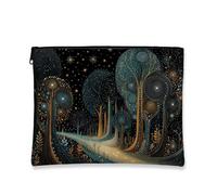 Magical Forest - Bolsa de cosméticos con cremallera para mujer, diseño de cielo nocturno, organizador de lona pequeño portátil, regalo de vacaciones de invierno, bolsa de aseo para el cuidado de la