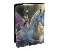 Magical Forest Unicorns and Fairies - Funda para pasaporte con estampado de unicornios y hadas, funda organizadora de viaje de piel sintética para hombres y mujeres, 6.5 pulgadas, Black, Talla única