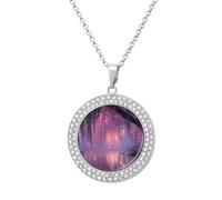 Magical Forests Creek - Collar con colgante redondo para mujer, joyería de moda, talla única, Metal, No es una piedra preciosa