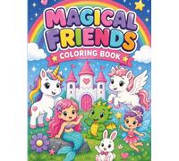 Magical Friends Coloring Book: Cute Unicorns, Mermaids, Dragons, Fairies & More to Color for Kids Ages 4-8