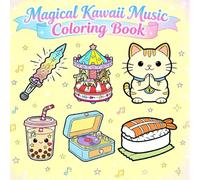 Magical Kawaii Music Coloring Book: Bold and Easy Designs for Adorable Music Swords, Carousels, Cute Cats, Boba Drinks & More | Relaxing Coloring Pages for Teens & Adults