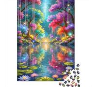 Magical Lake Rompecabezas para Adultos Rainbow Trees 1000 Piezas Papel Reciclado para Adultos Rompecabezas Extremadamente Difícil Y Desafiante 38x26cm/1000pcs