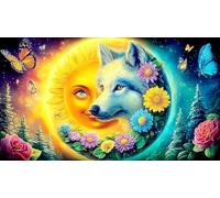 Magical-Lobo-Duo-in-Dreamy-Sky Rompecabezas de 1000 Piezas para Adultos - Cartón Reciclado - Decoración 75x50cm/1000pcs