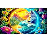 Magical-Lobo-Moon-Garden Rompecabezas de 1000 Piezas para Adultos - Cartón Reciclado para Decoración 75x50cm/1000pcs