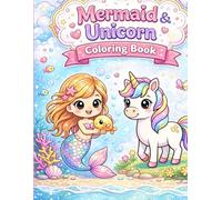 Magical Mermaid & Unicorn Coloring Book for Kids: Fun, Cute & Easy Coloring Pages for Girls Ages 3-8 | Big Simple Designs with Mermaids, Unicorns, Rainbows & Fantasy Friends