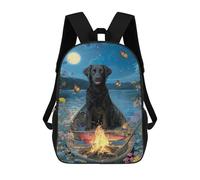 Magical Nightboat Adventure with Black Dog Mochilas Impresas En 3D Para Niños 17inch Mochilas De Moda Informales Para El Día A Día, Bolsas De Viaje, Mochilas Informales Para Exteriores Para Niños Y Ni