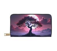 Magical Pink Moon Tree-A - Cartera con estampado de árbol de luna para mujer, cartera plegable de cuero para múltiples tarjetas, cartera larga para mujer