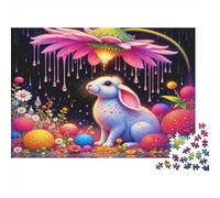 Magical Rabbit Garden 1000 Piezas Rompecabezas para Adultos Conejito Lindo bajo Gigante Loto Brillante Premium Resistente Vibrante Desafiante Difícil Alivio Estrés Regalo Familiar 70x50cm/1000pcs