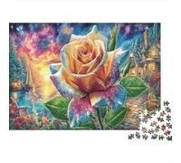 Magical Rose Rompecabezas de Papel Grueso Rosa arcoíris en Paisaje fantástico, Actividad Relajante Apta para Principiantes 52x38cm/1000 Piezas