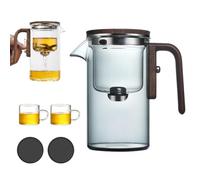 Magical Teapot, Water Separation Glass Teapot with Wooden Handle(Grey,520ml+2cups)