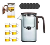 Magical Teapot, Water Separation Glass Teapot with Wooden Handle(Grey,720ml+6cups)