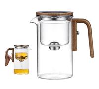 Magical Teapot, Water Separation Glass Teapot with Wooden Handle(Transparent,520ml)