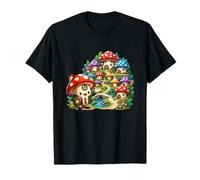 Magical Toadstool Mushroom Town, Linda Escena de Pueblo de Hadas Camiseta