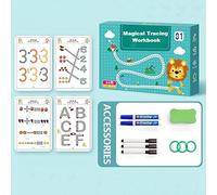 Magical Tracing Workbook Set,Magic Tracing Workbook for Kids,Reusable Writing Practice Book,Pen Control Training Drawing Book,Calligraphy Tracing Book for Kids (64 Pages)