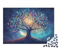 Magical Tree Night Premium 1000 Piezas Rompecabezas para Adultos Árbol Mágico Brillante bajo Cielo de Ensueño Lunar Vibrante Desafiante Alivio Estrés Juego 52x38cm/1000pcs