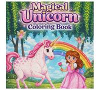 Magical Unicorn Coloring Book for Girls Ages 4-8: Flying Over Rainbows, Cute & Easy Fantasy Pages for Kids