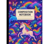 Magical Unicorn Composition Notebook for Girls: Colorful Rainbow Unicorn Journal with Dolphins, Butterflies, and Stars - College Ruled Writing