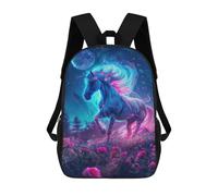 Magical Unicorn Night Scene Mochila Escolar Infantil Impresa En 3D 17inch Mochilas De Moda Para Niños De Primaria Y Secundaria