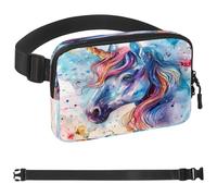 Magical Unicorn - Riñonera cruzada con bolsillos con cremallera, impermeable, con correa ajustable para entrenamiento, correr, viajar, senderismo, multicolor, talla única, multicolor, Talla única