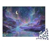Magical Waterfall Night 1000 Piezas Rompecabezas para Adultos Luces Auroras sobre Valle de Cascada Mágica bajo Luz Lunar Premium Desafiante Juego Familiar 52x38cm/1000pcs