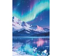 Magical Winter Aurora Notebook: Wide Ruled Composition Book for Writing and Journaling | Aesthetic Northern Lights, Snowy Mountains & Frozen Lake Cover | 100 Pages