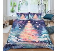 Magical Winter Scene Funda Edredon Juego de Ropa de Cama de 3 Piezas Impresión 3D Cierre de Magical Winter Escena Funda de Edredón Funda de Almohada a Juego Lavables for Adultos Super King（260x220cm）