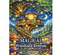 Magical Woodland Retreats: Coloring Book For Adults With Magical Forest, Cozy Fantasy, Cabins Calming Nature Scenes, And Relaxing Designs