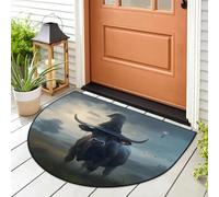 Magical World - Felpudo de entrada con diseño de vacas toro para interiores y exteriores, lavable, absorbente, antideslizante, 91,4 x 61 cm