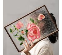 Magicaldiy Cloisonne - Kit de pintura esmaltada para esmalte chino Cloisonné arte de rosas rosas, bandeja de pintura de rosas rosas, adornos decorativos de pintura de patrimonio cultural inmaterial