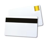 Magicard CR80 PVC tarjetas blancas con sello HoloPatch dorado y banda magnética (500 unidades)