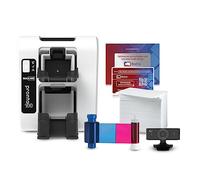 Magicard Pronto100 - Impresora de Tarjetas de identificación y Paquete Completo de Suministros con Software de identificación Bodno y cámara, edición Plateada