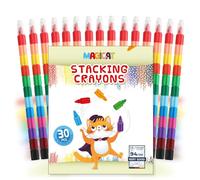 Magicat 30 ceras de colores apilables I crayones para niños I 12 colores cada uno, lapices de bloques de construcción I regalo alumnos primaria, cumpleaños, alumnos I Prüfenge probado con nota 1.3