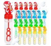 Magicat Juego de 24 pompas de jabón XXL para niños, juego de 24 pompas de jabón con divertidas asas de dinosaurio, obsequios para cumpleaños infantiles, burbujas de jabón líquidas de 30 ml, pompas de